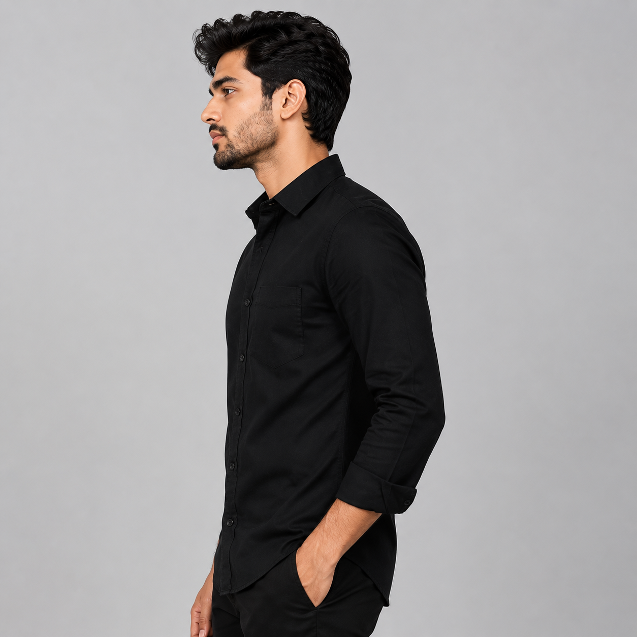 Men's Slim Fit Black Shirt – Formal & Casual Wear
