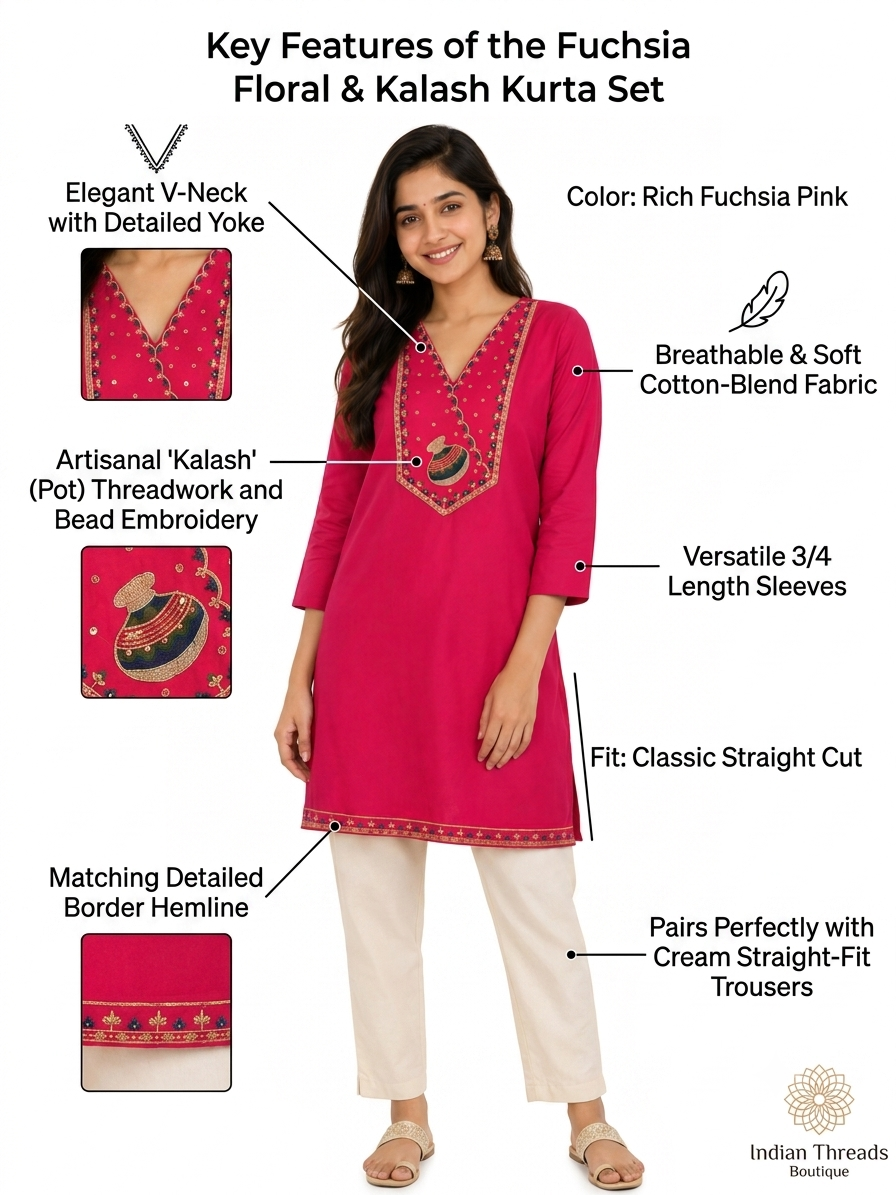 Women's Pink Embroidered Kurti Top | Ethnic Wear
