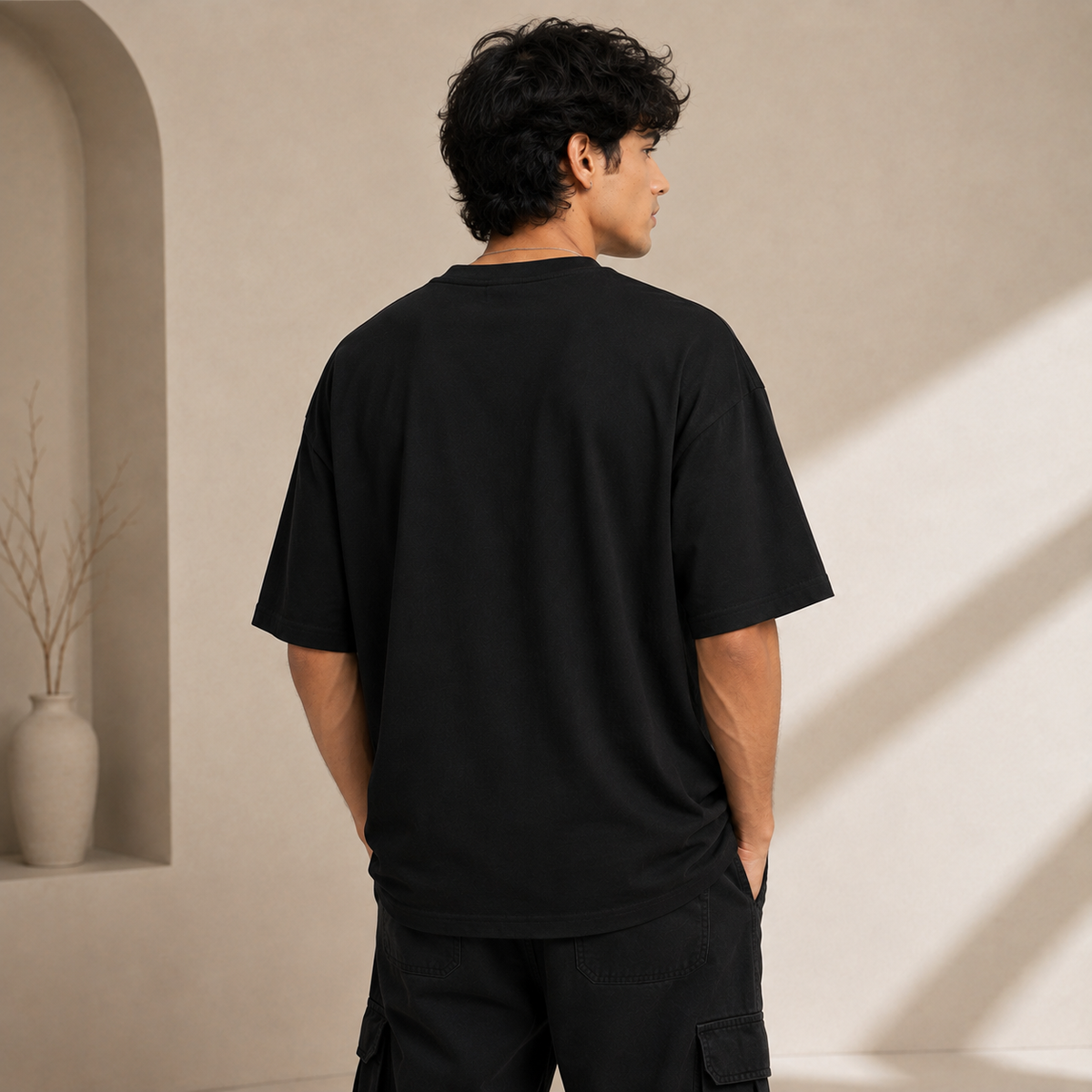Men's Solid Cotton Oversized Tee