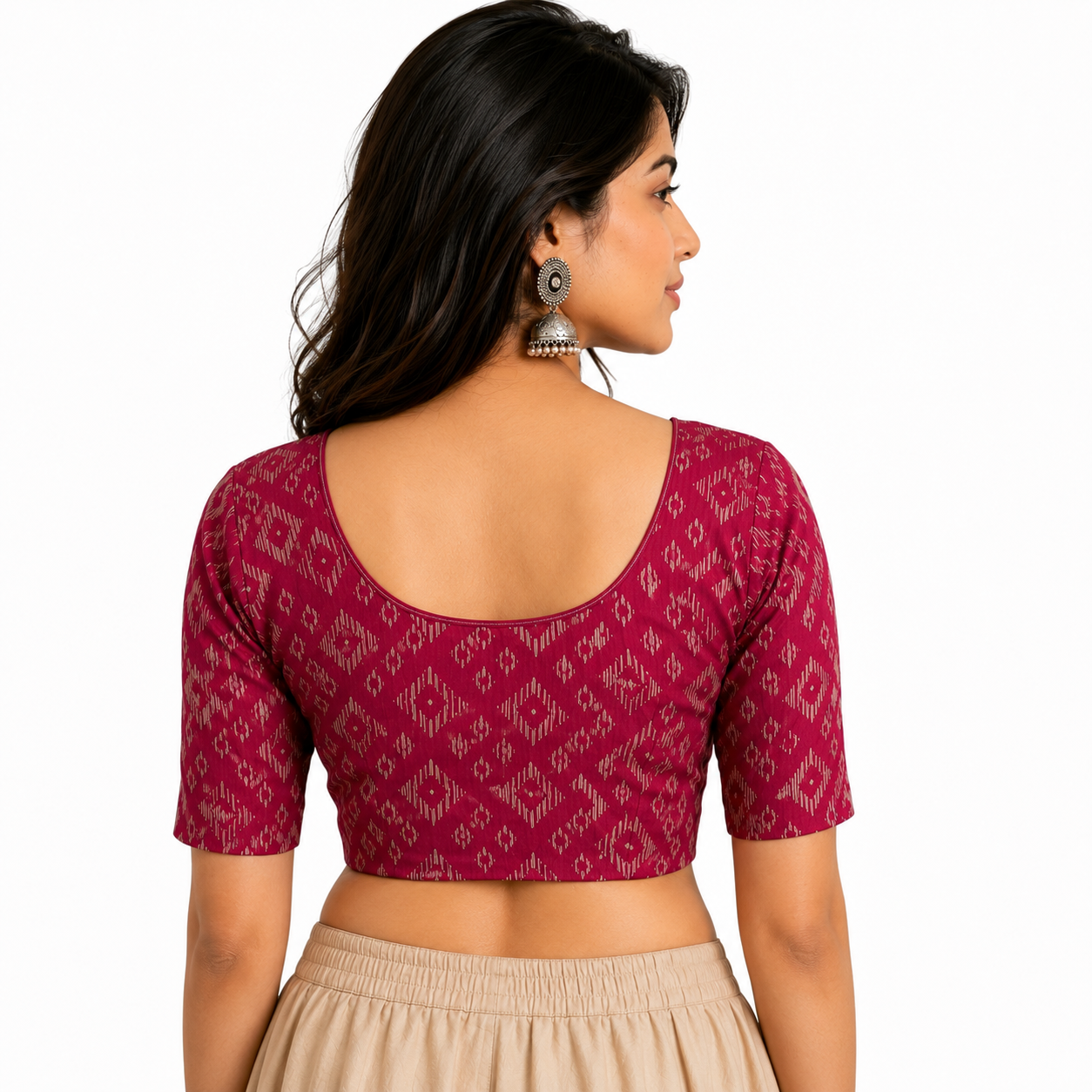 Women's Ikat Printed Saree Blouse | Ethnic Wear | Sizes 28–38