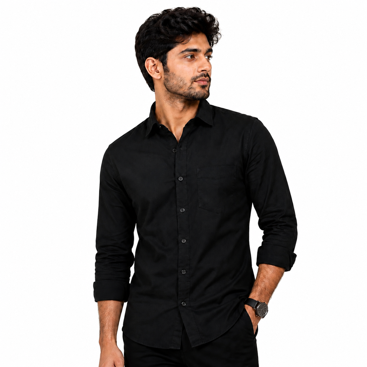 Men's Slim Fit Black Shirt – Formal & Casual Wear