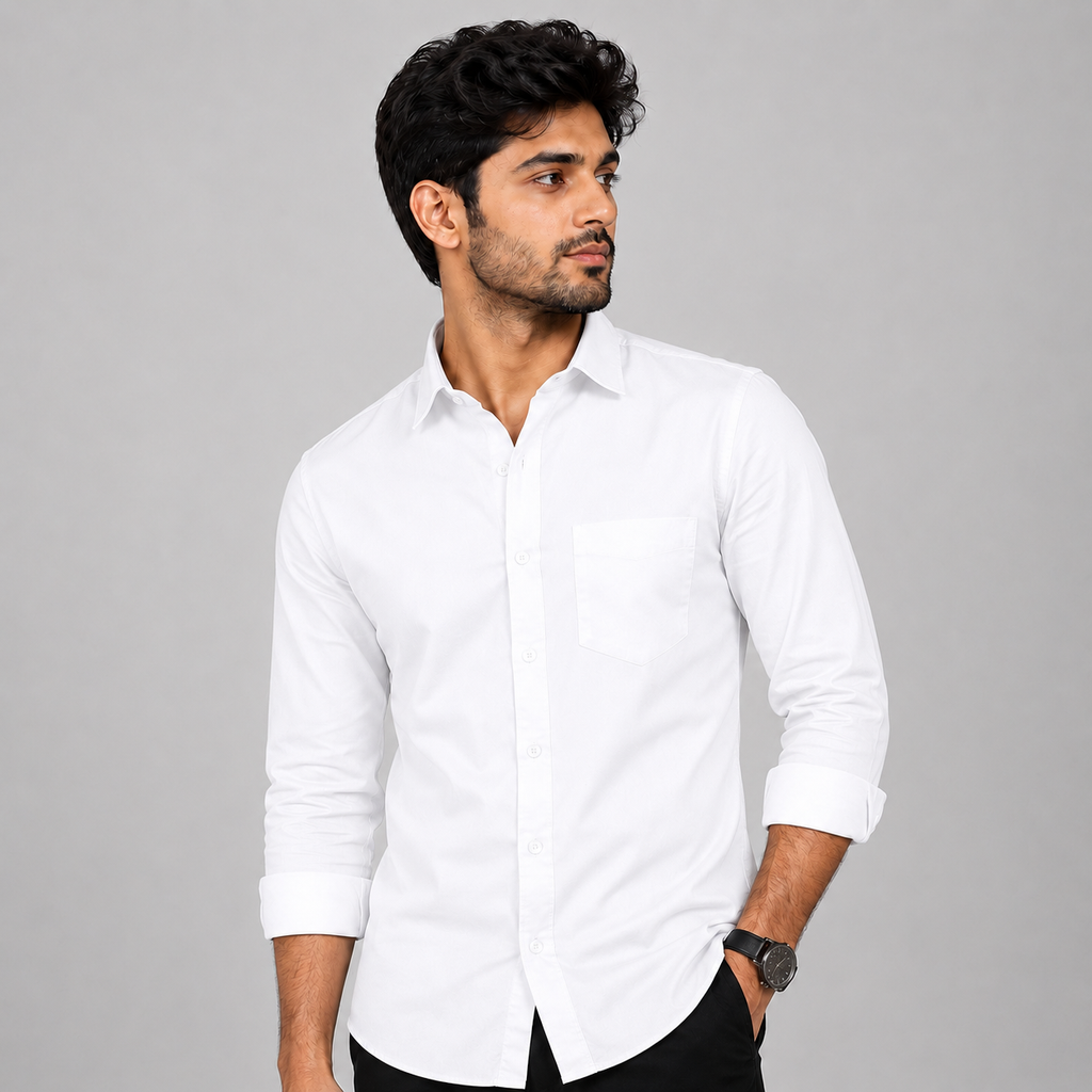 Men's Slim Fit White Shirt – Formal & Casual Wear