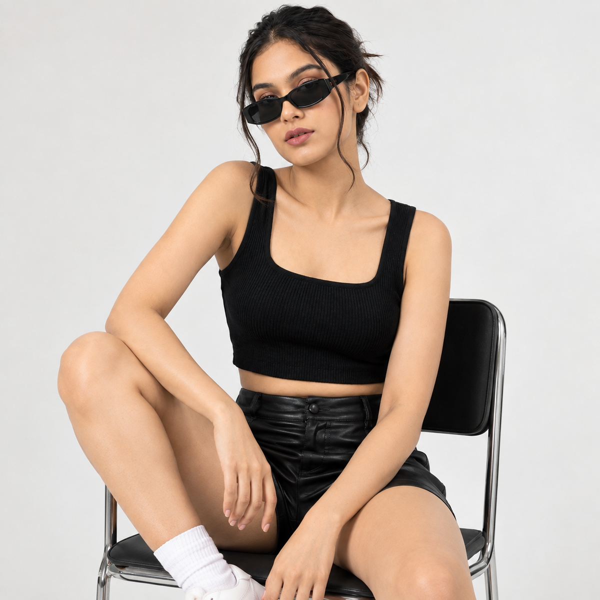 Women's Cotton Spandex Sleeveless Crop Top