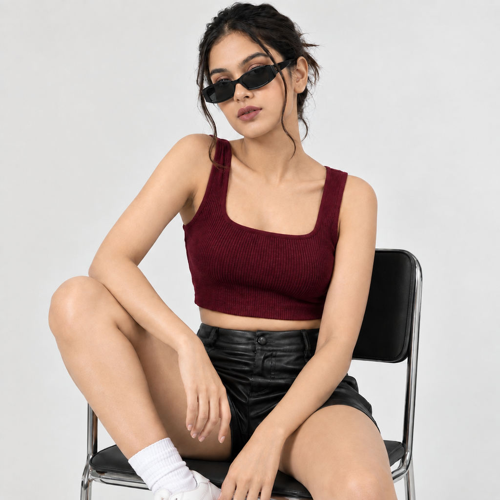 Women's Cotton Spandex Sleeveless Crop Top — Stretchy Everyday Wear