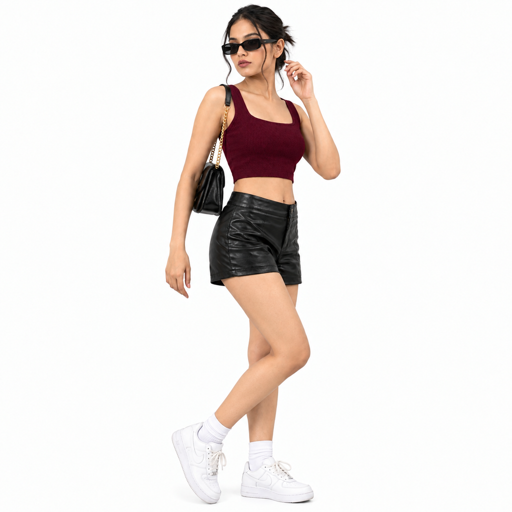 Women's Cotton Spandex Sleeveless Crop Top — Stretchy Everyday Wear