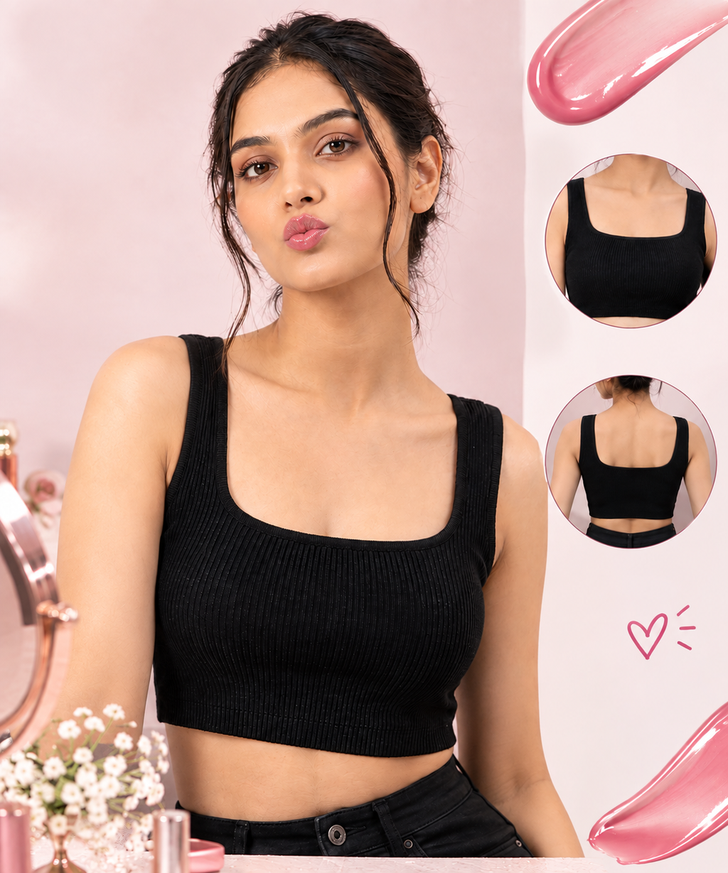 Women's Cotton Spandex Sleeveless Crop Top