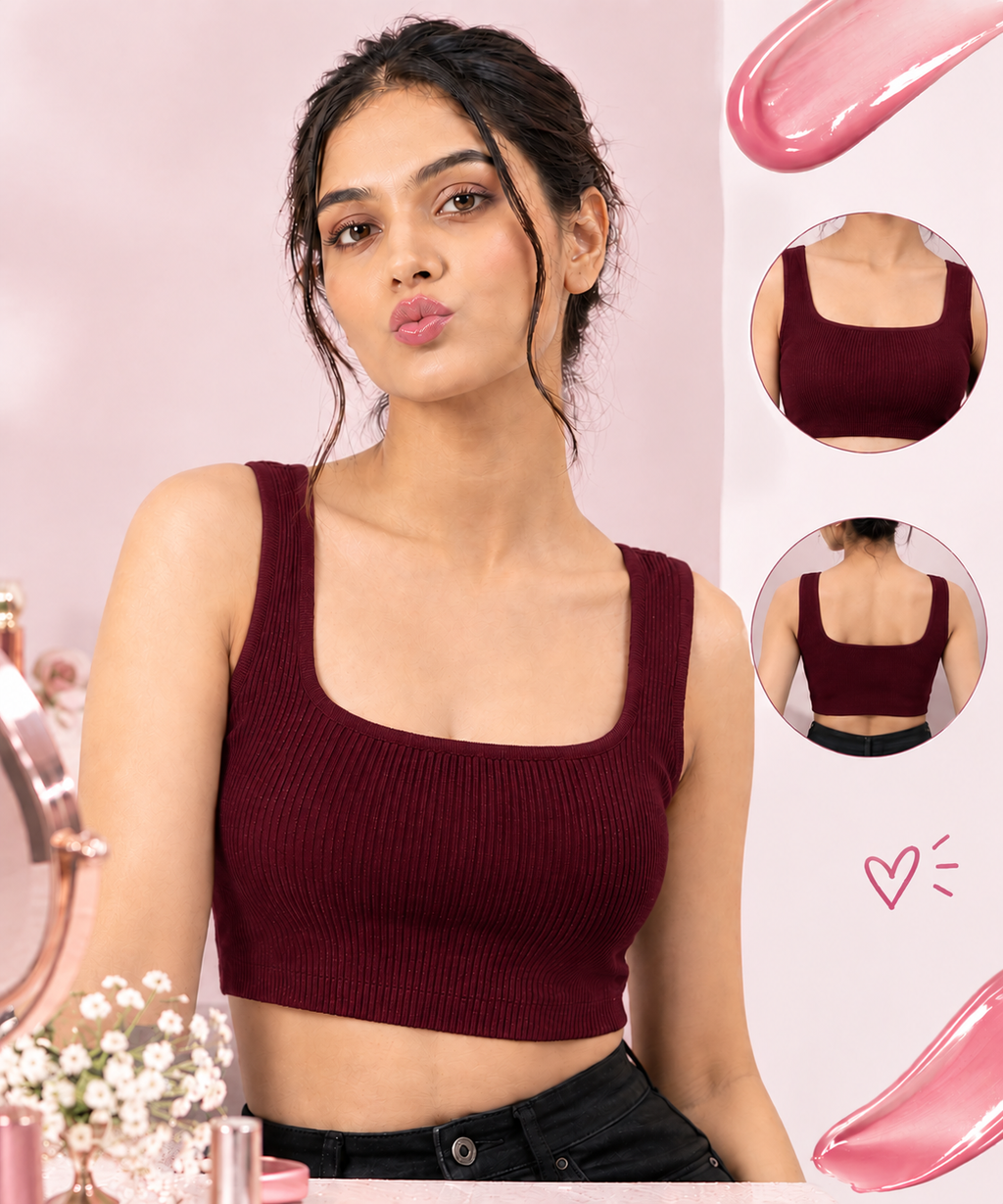 Women's Cotton Spandex Sleeveless Crop Top — Stretchy Everyday Wear