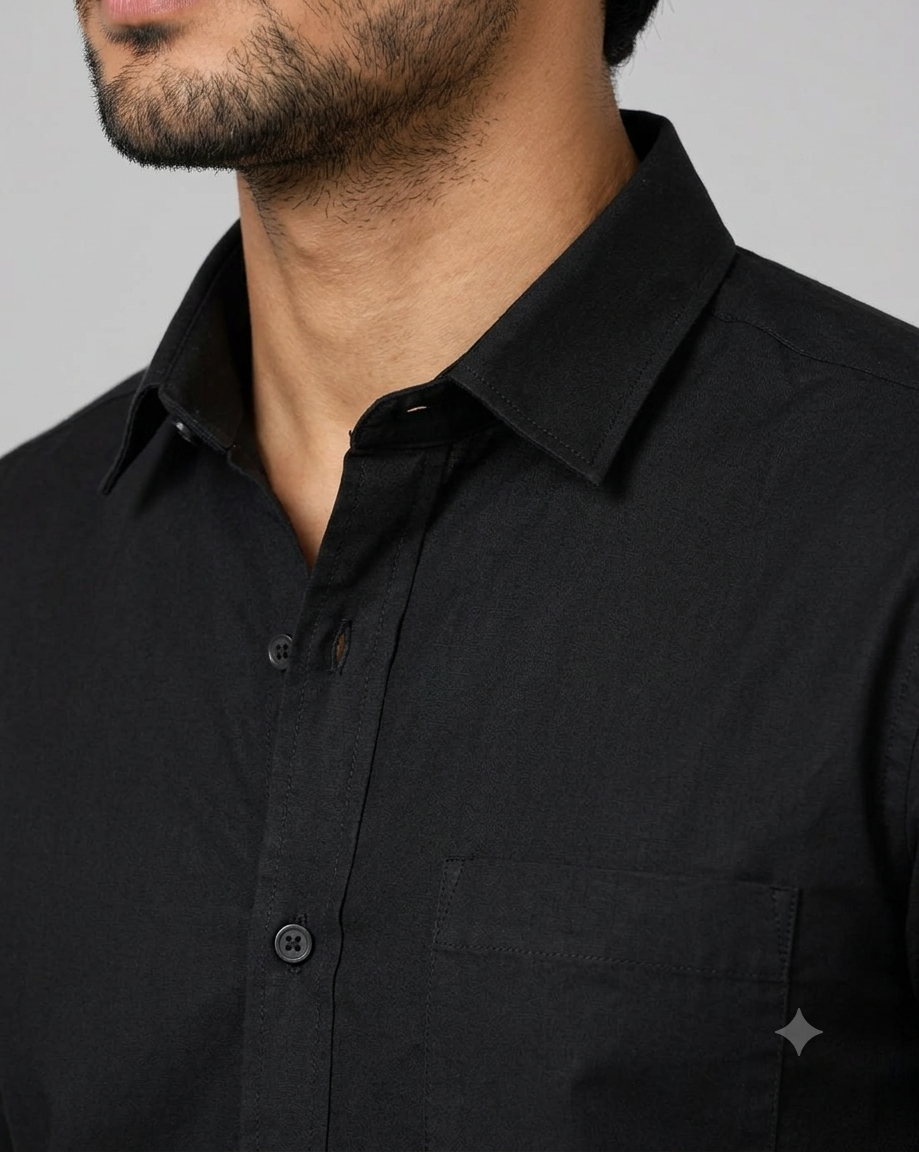Men's Slim Fit Black Shirt – Formal & Casual Wear