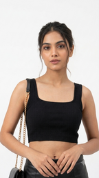 Women's Cotton Spandex Sleeveless Crop Top