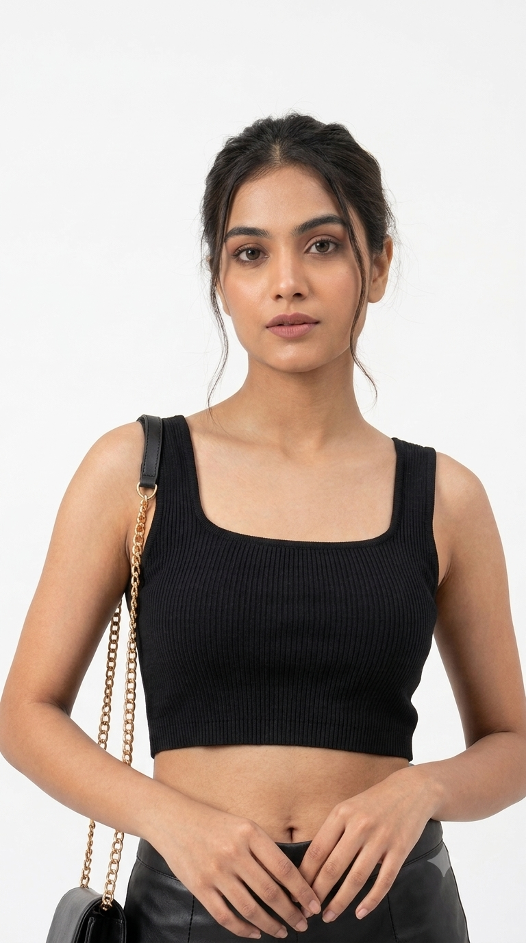Women's Cotton Spandex Sleeveless Crop Top