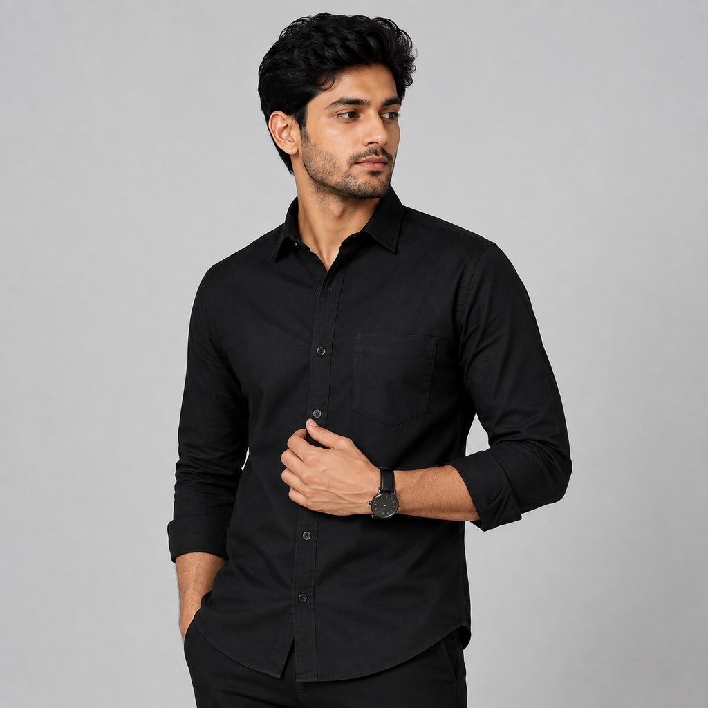 Men's Slim Fit Black Shirt – Formal & Casual Wear