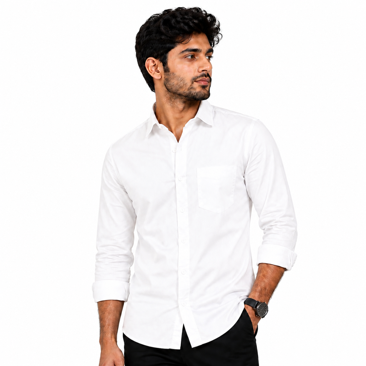 Men's Slim Fit White Shirt – Formal & Casual Wear