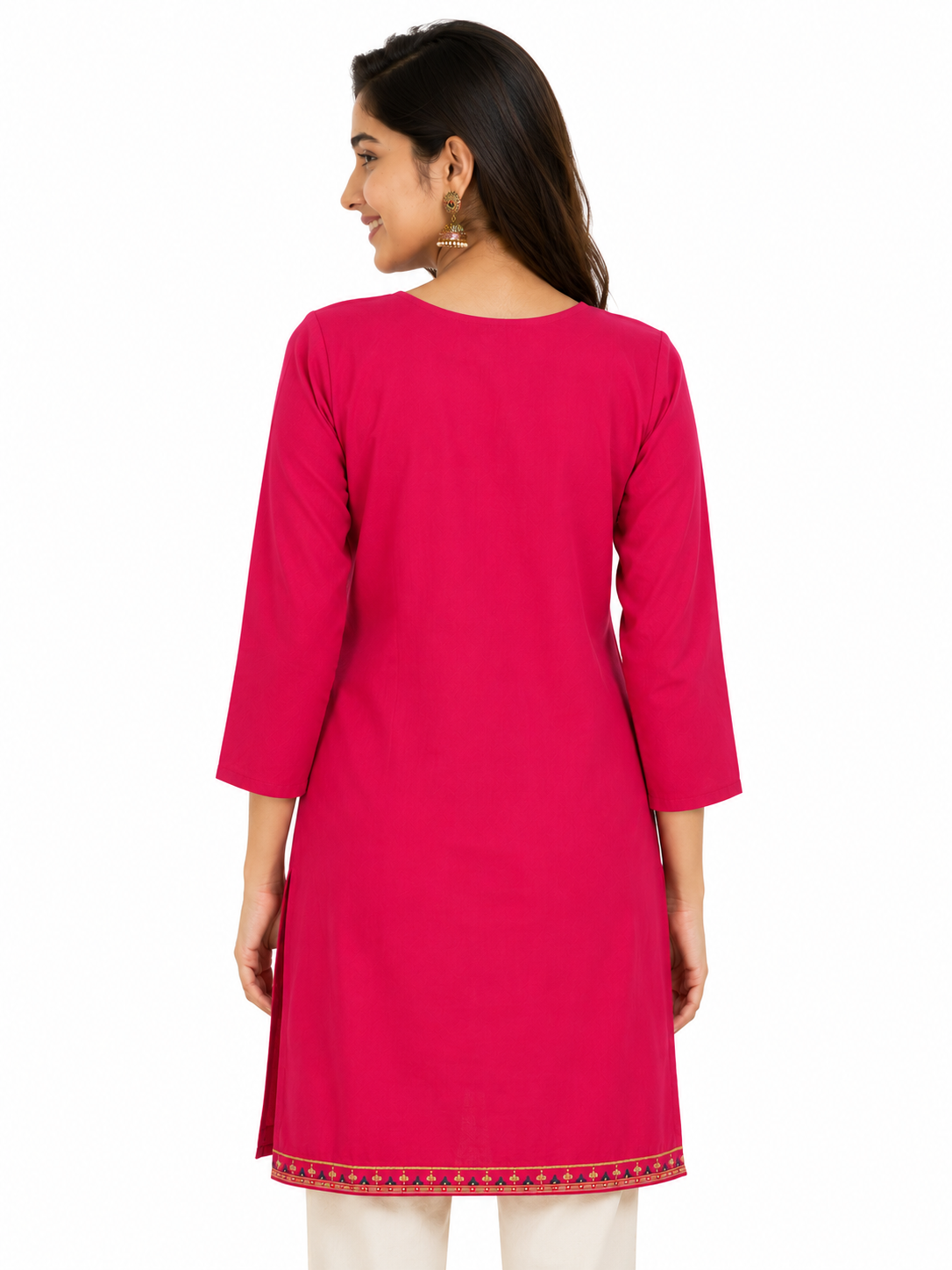 Women's Pink Embroidered Kurti Top | Ethnic Wear