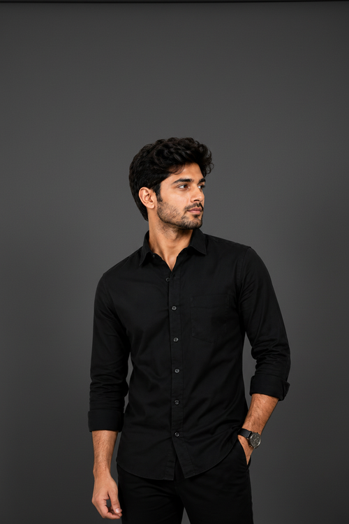 Men's Slim Fit Black Shirt