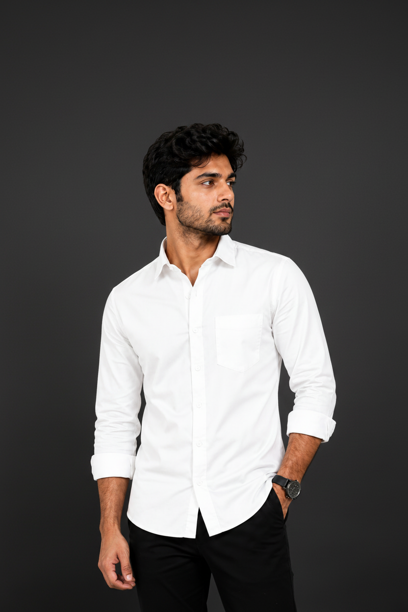 Men's Slim Fit White Shirt