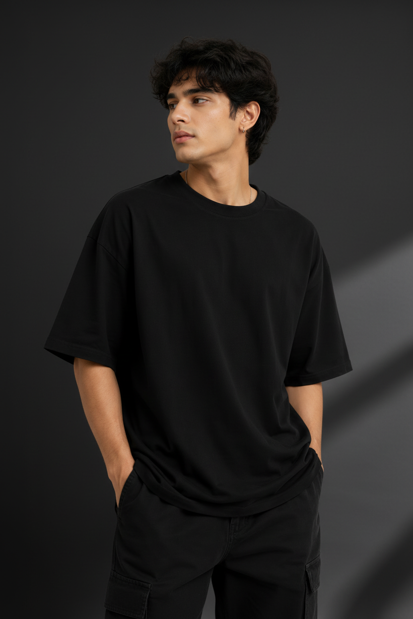 Men's Solid Cotton Oversized Tee