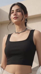 Women's Cotton Spandex Sleeveless Crop Top