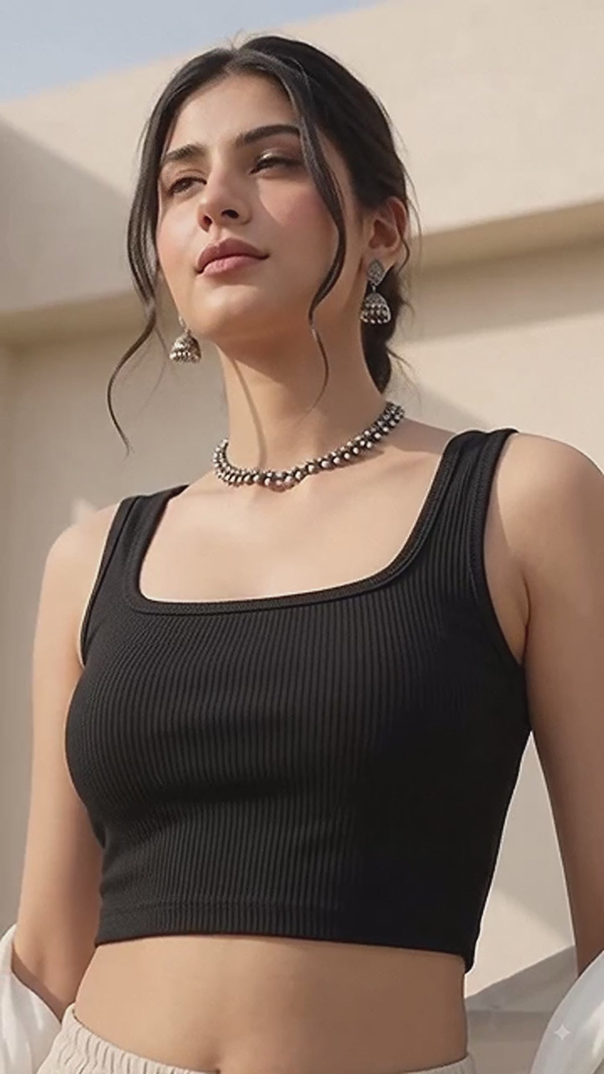Women's Cotton Spandex Sleeveless Crop Top