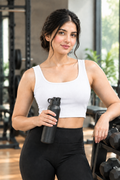 Women's White Gym Wear Crop Tank Top - Cotton Spandex Stretch Workout Top