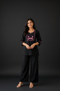 Women's Embroidered Black Co-ord Set